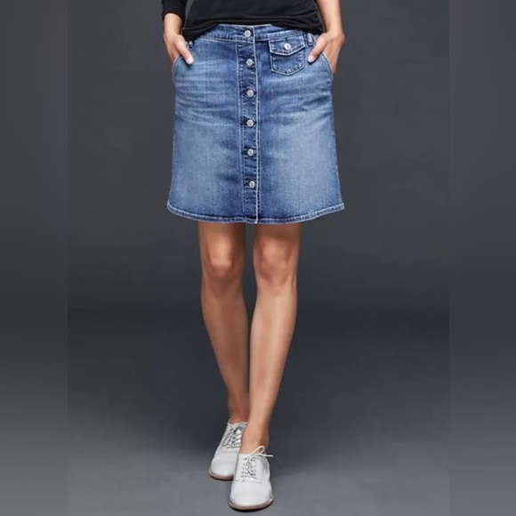 Gap 1969 Womens 29 Button Fly Denim Jean Skirt - Picture 4 of 8